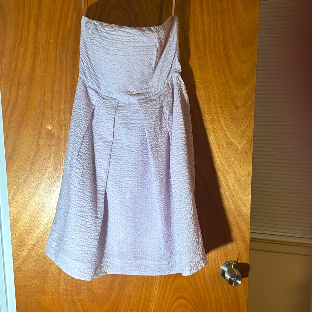Beautiful J CREW light lilac seersucker strapless cotton summer dress